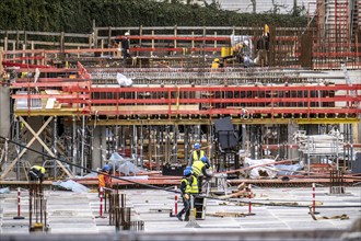 Large construction site in Düsseldorf, construction of condominium North Rhine-Westphalia, Germany,