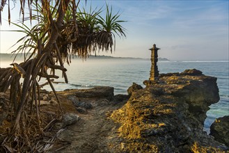 Bay of Nusa Lembongan in the morning, haze, morning mist, beach, bay, sea bay, coastal landscape,