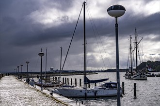 The city harbour of Sassnitz, Island of Rügen, Mole Mecklenburg-Vorpommern, Germany, Europe