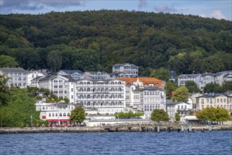 View of the old town of Sassnitz, harbour town on the Baltic Sea island of Rügen, spa architecture,