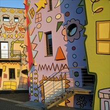 Happy Rizzi House, designed by the artist James Rizzi in pop art paintings, detail, Braunschweig,