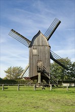 Historic Groß Ernsthof windmill, Klockenhagen open-air museum, historic Mecklenburg village,