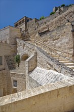 Paths and corridors in the tuff of the Sassi Barisano in the cave town of Matera. The cave