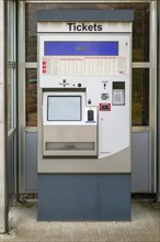 Ticket machine at railway station, Melton, Suffolk, England, UK