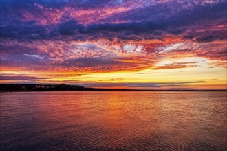 Breathtaking sunset with intense, dramatic colours, Rügen