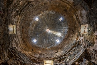 Interior view, interior of the historic caravanserai Tash Rabat from the 15th century, Naryn