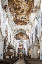 Baroque church, Fridolinsmünster, Church of St Fridolin, Bad Säckingen, High Rhine, Rhine, Black