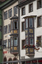 Historic bay windows on residential buildings, Rottweil, Baden-Württemberg, Germany, Europe