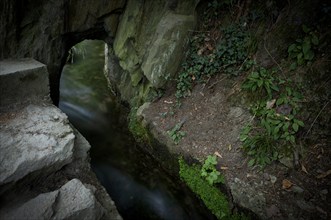 Hiking trail, Maiser Waalweg, stream, long exposure, Schenna, Scena, South Tyrol, Autonomous