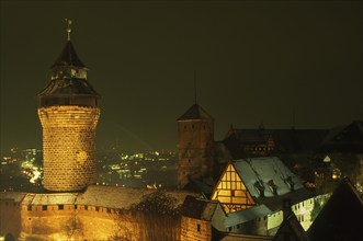 Imperial Castle in Nuremberg, castle illuminated at night, Bavaria, Germany, Europe