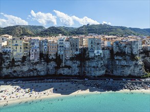 Tropea from a drone, Tyrrhenian Sea, Calabria, Italy, Europe