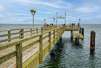 Baltic Sea beach, Baltic Sea coast with the wooden pier Graal-Müritz, Graal-Müritz,