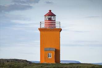 Hegranesviti lighthouse, Hegranes, Landsendi peninsula, near Sauðárkrokur, Skagafjörður, Iceland,