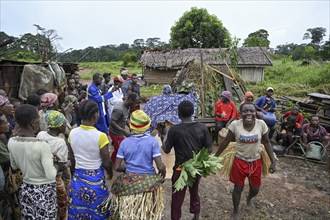 Pygmies of the BaAka people dancing, Libongo, Est region, Cameroon, Africa