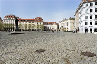 Neumarkt square with Martin Luther statue, Dresden, Saxony, Germany, Europe