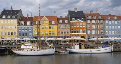 Nyhavn, in the Frederiksstaden district, harbour district with houses over 300 years old, moored