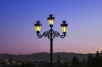 Arequipa, Peru. Sunset view of the Misti Volcano mountain range from the Yanahuara bridge