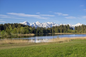 Hegratsrieder See near Füssen, Allgäu Alps, snow, Allgäu, Bavaria, Germany, Europe