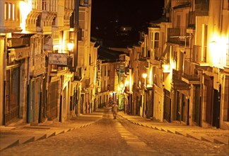 Calle Los Herreros at night, historic centre of Zamora, province of Zamora, Castile and Leon,