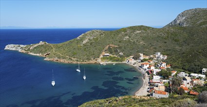 A small coastal village with sailing boats in a picturesque bay surrounded by hills, bay, Porto