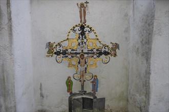 Historic wrought-iron grave cross, cemetery of the parish church, Schärding, Lower Austria,