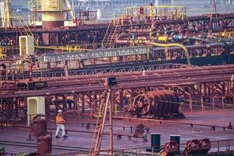 The crude oil tanker HOJO, in the seaport of Rotterdam, in the petroleum harbour, Europoort, ship