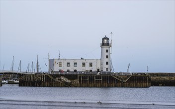 Scarborough Lighthouse and Harbour, Vincent Pier, Scarborough, North Yorkshire, England, United