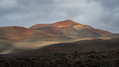 Volcanic landscape, Montañas del Fuego, Fire Mountains, Timanfaya National Park, Lanzarote, Canary