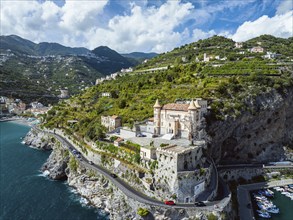 Maiori from a drone, Amalfi Coast, Salerno, Campania, Italy, Europe