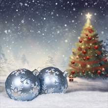 Christmas card for Christmas with Christmas baubles card and text free space Copyspace decoration