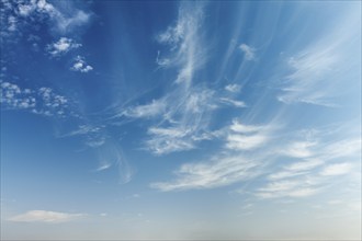 Peaceful and serene sky with cirrus clouds background