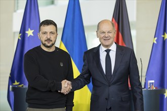 Volodymyr Zelensky (President of Ukraine) and Olaf Scholz (Chancellor of the Federal Republic of