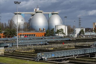 Digesters and secondary clarifiers, Emschergenossenschaft wastewater treatment plant in the