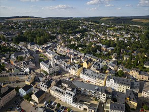 Schneeberg is a town in the Erzgebirge district of Saxony. Market square with town hall and old