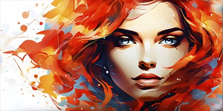 AI generated abstract portrait in vector art foundation watercolor textures with overlapping