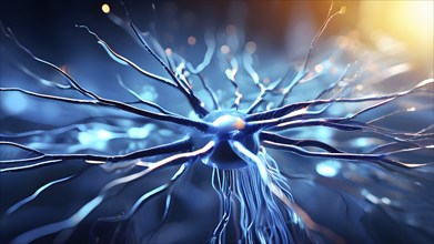 3d illustration of human neurons ans synapses of the nerve system, AI generated