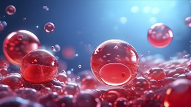 3d illustration of human red blood cells suspended in plasma, AI generated