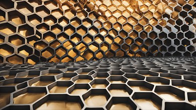 Abstract artwork based on the hexagonal patterns of a honeycomb highlighting efficient structural