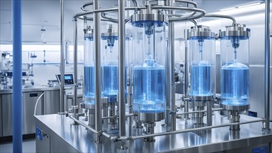 Mechanized pharmaceutical bioreactor in a manufacturing laboratory, AI generated