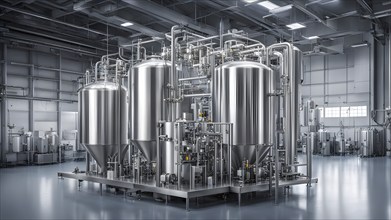 Mechanized pharmaceutical bioreactor in a manufacturing laboratory, AI generated