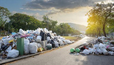 Symbolism, rubbish on the roadside, AI-generated, AI-generated, AI generated