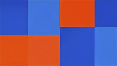 Flat design geometric composition background in blue and orange, AI generated, animation