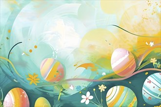 Abstract illustration of Easter with swirling pastel colors, resembling the soft hues of painted