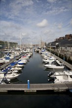 Leisure boats Scheveningen harbour Holland