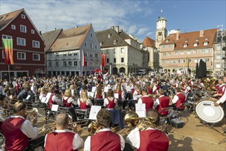 Music band on the market square, Fishermen's Day in Memmingen, Unterallgäu, Allgäu, Bavaria,