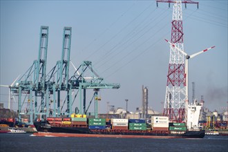 The port of Antwerp, on the Scheldt, is the second largest seaport in Europe, Container Terminal