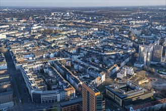 View over the city centre of Düsseldorf, residential area in the Friedrichstadt district, Neusser