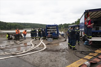 Flood in North Rhine-Westphalia, Steinbachtalsperre in the district of Euskirchen, the dam