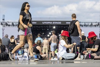 Adenau, Germany, 8 June 2024: Fans enjoy the music on the Utopia stage at Rock am Ring. The