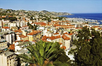 View over San Remo on the Ligurian coast, San Remo, Liguria, Italy, Europe